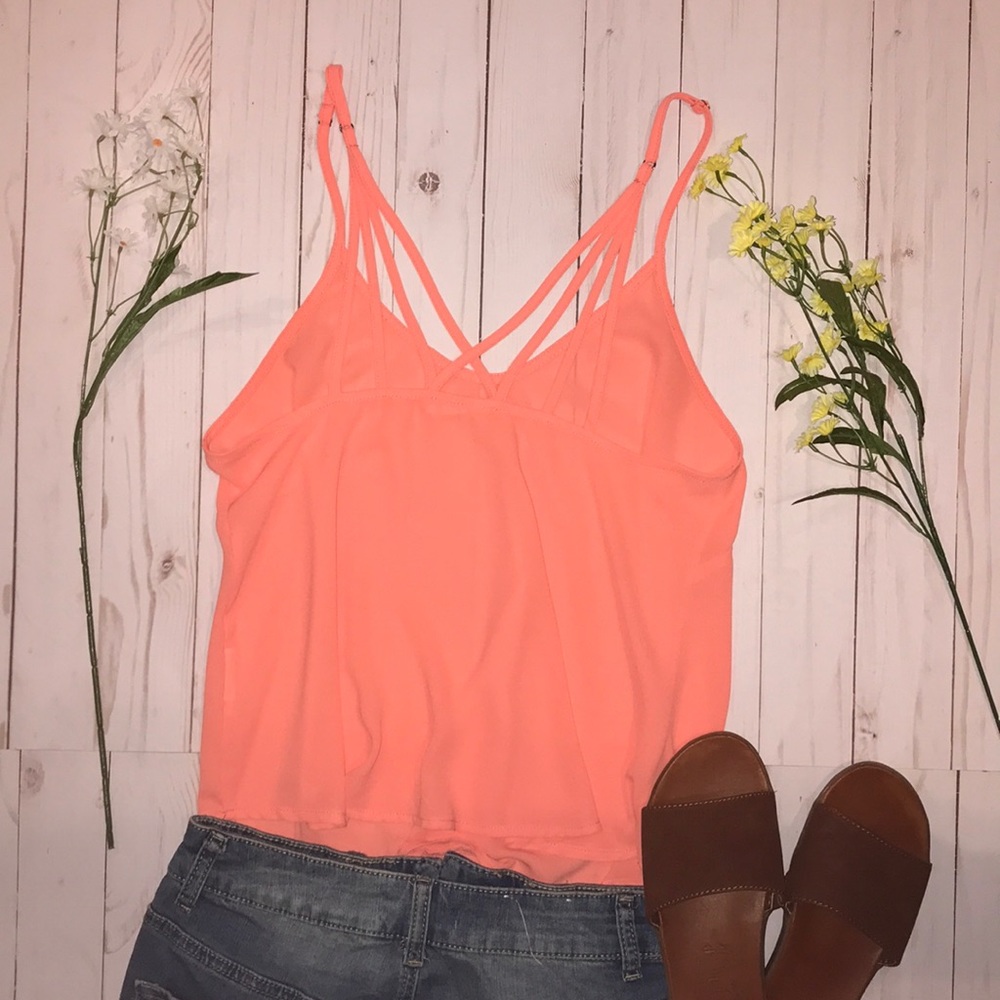 Lush Coral Criss-cross Back Tank